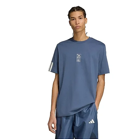 Camiseta Adidas Estampada Folgada Stadium Ticket Sportswear - Azul