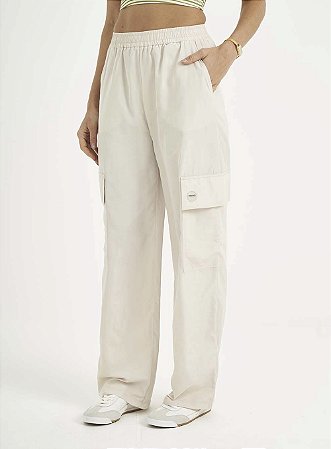 Calça Colcci Feminina Wide Leg Nylon - Bege