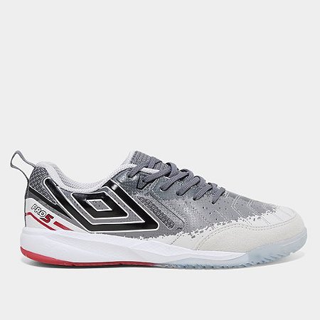 Chuteira Tênis Futsal Umbro Pro 5 Bump Shark - Branco+Grafite
