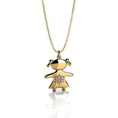 Pingente de Filha Menina em Ouro PG66 (Não Acompanha Gargantilha)