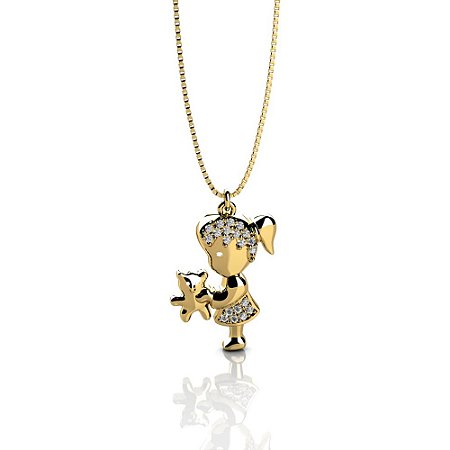 Pingente de Filha Menina em Ouro PG78 (Não Acompanha Gargantilha)