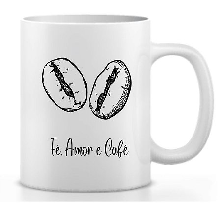 Caneca Fé, Amor e Café