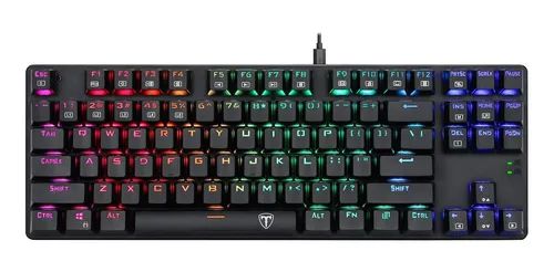 Teclado Mecânico Gamer T-Dagger Bora T-TGK315-BL RGB Switch Blue PT com fio