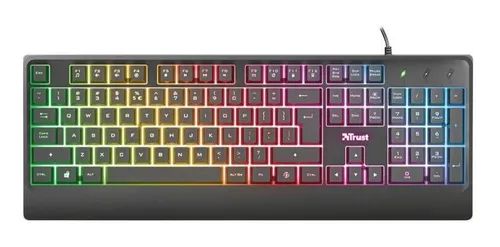 Teclado Gamer Trust Ziva Rainbow US com fio