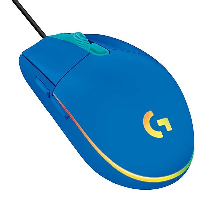 Mouse Gamer Logitech G203 LIGHTSYNC RGB, Efeito de Ondas de Cores, 6 Botões Programáveis e Até 8.000 DPI, Azul