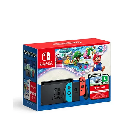 Console Nintendo Switch + Super Mario Bros. Wonder + 3 Meses de Assinatura Nintendo Switch Online