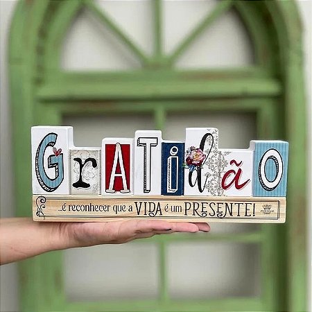 Placa de mesa com base cru gratidão é quando a gente...10,5x28