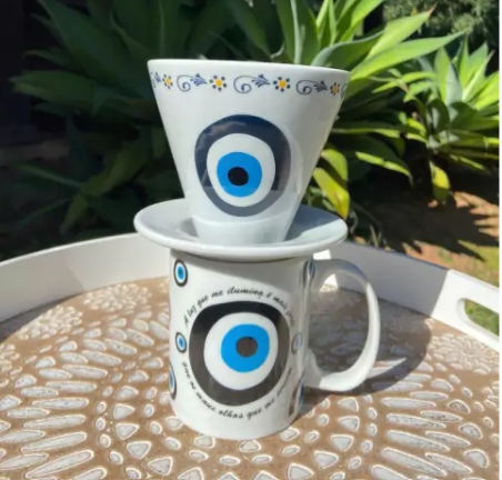 Caneca com Coador - Olho Grego