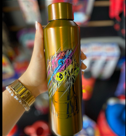 Novo Garrafa Térmica  600ml Presente Oficial Cor Thanos Marvel Manopla Infinito
