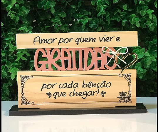 ENFEITE DE MESA COM APLIQUE GRATIDÃO...FLORESCER 11X18