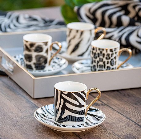 Jogo 4 Xícaras de Café com Pires New Bone  Aretha 100ml L'Hermitage