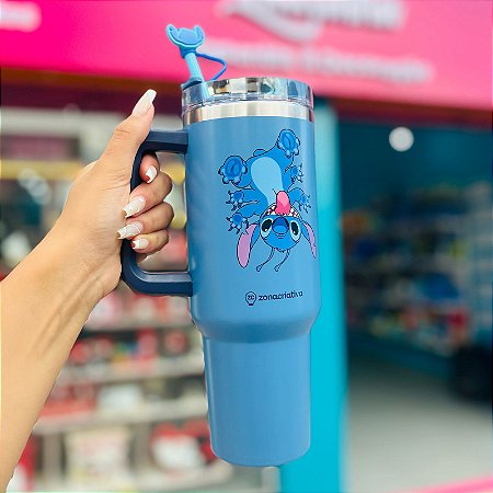 Canecão Tumbler Térmico Canudo e Pingente Disney Stitch 1,15L