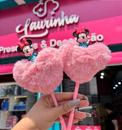 Caneta Coração Plush MINNIE C/1 UN (ESCRITA AZUL) 0.7mm