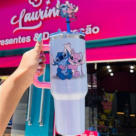 CANECAO TUMBLER OFICIAL DISNEY C/PINGENTE 1,15LT STITCH ANGEL