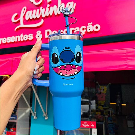 CANECAO TUMBLER OFICIAL DISNEY C/PINGENTE 1,15LT STITCH ROSTINHO