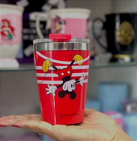 Copo Mickey Mouse Quente Gelado 300ml C Tampa Oficial Disney
