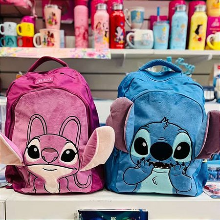 Mochila Escolar Stitch ou Angel Pelucia