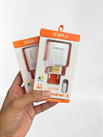 Kit Carregador Rapido A Gold Ca17-1/v8 2usb 3.1