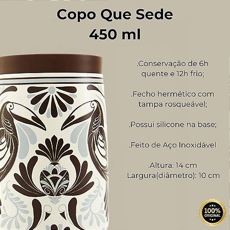 Copo Térmico FARM, 450 ml, Estampa Café com Céu.