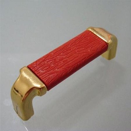 Puxador Atenas Código 7772 Dourado e Vermelho