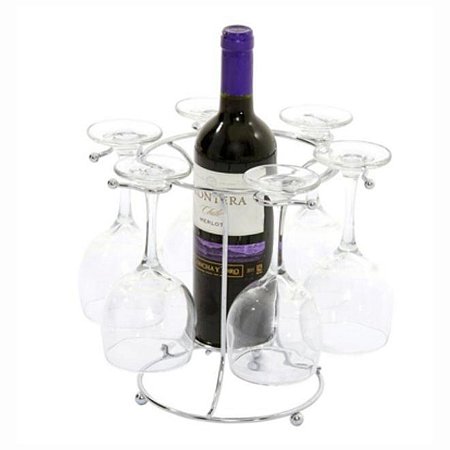Suporte porta vinho 6 taças aço cromado