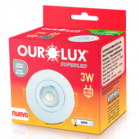Spot Mini Redondo Embutir Led 3w Quente 3000k Ourolux