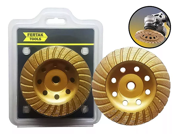Rebolo Diamantado Concreto P/Esmerilhadeira 115mm Turbo Fertak