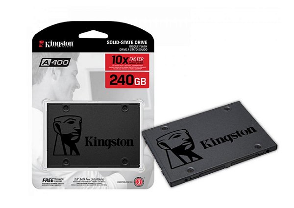 SSD Kingston A400, 240GB, SATA, Leitura 500MB/s, Gravação 350MB/s - SA400S37/240G