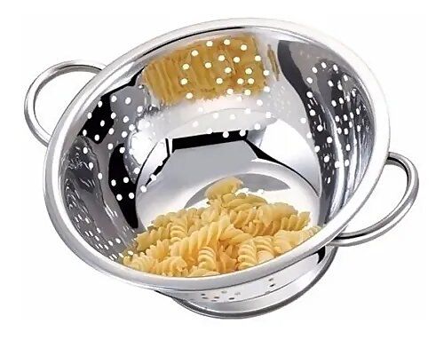 Escorredor De Macarrão Massas Saladas Inox Com Alças