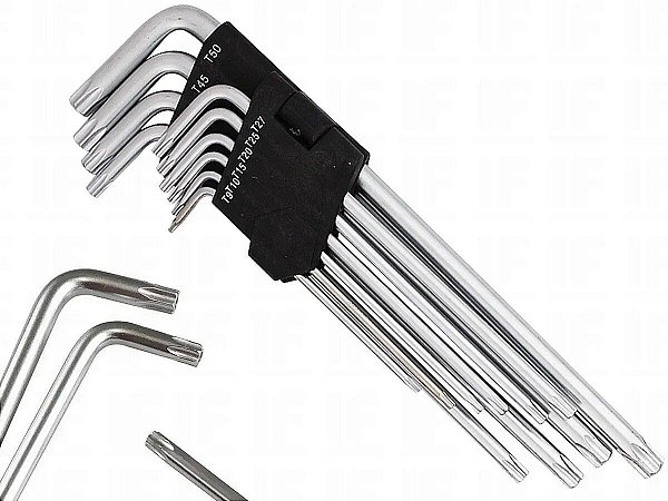 Jogo De Chaves Torx L 1,5 - 10mm 9pç Aço Vanadium Longo G