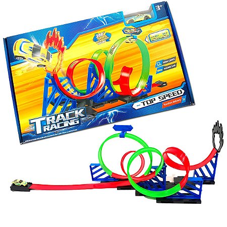 Pista C/ Carrinho 4 Looping Grande 360º Brinquedo Infantil