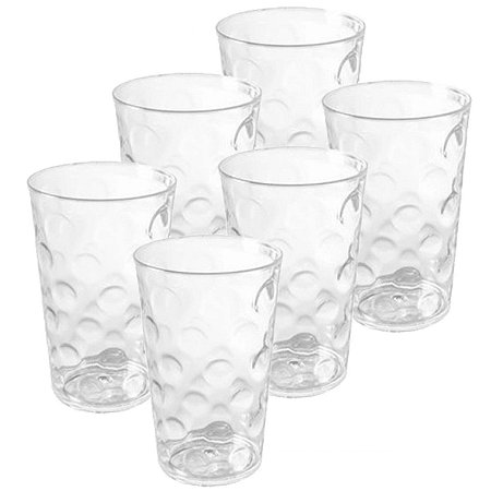 Jogo 6 Copos Vidro Relevo Globes 200ml Agua Cafe Restaurante