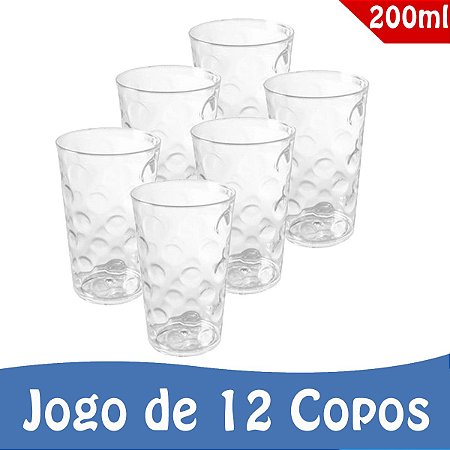 Jogo 12 Copos Vidro Relevo Globes 200ml Suco Drink Premium