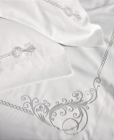 Jogo de Cama Queen Trussardi 300 Fios Cetim 100% Algodão Egípcio Duomo