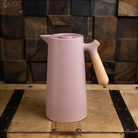 Garrafa Térmica de Plástico com Cabo de Madeira Nórdica Rose 1L - Wolff