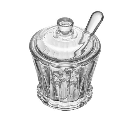 Açucareiro de Cristal com Colher e Tampa Radial 210ml - Lyor
