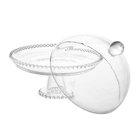 Prato de Cristal com Pé e Tampa Pearl 20cm x 18cm - Wolff