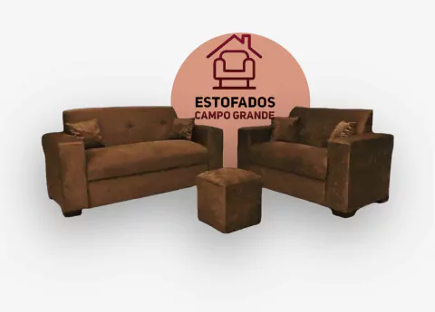 Estofado 3 e 2 Lugares Puff e Almofadas