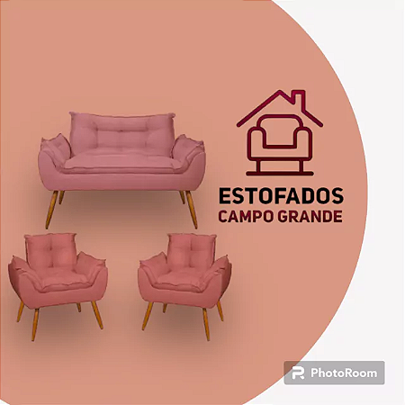 Kit Sofá Namoradeira Opala + 2 Poltronas Opala