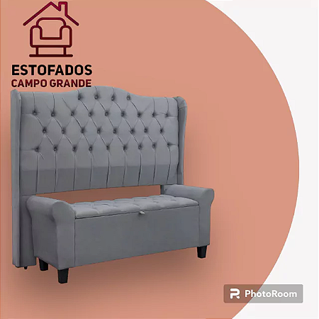 Kit Cabeceira Mirage + Calçadeira Grécia Casal 140cm Suede