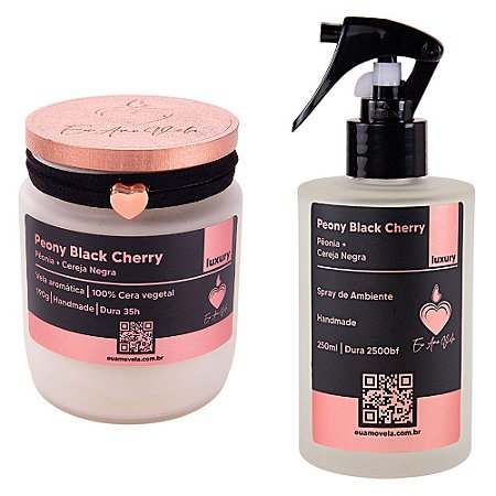 Vela & Home Spray Peony Black Cherry | Peônia + Cereja Negra | Combo