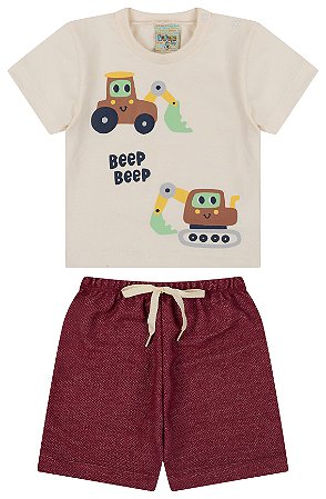 Conjunto Camiseta meia malha e bermuda de moletinho eco trevo