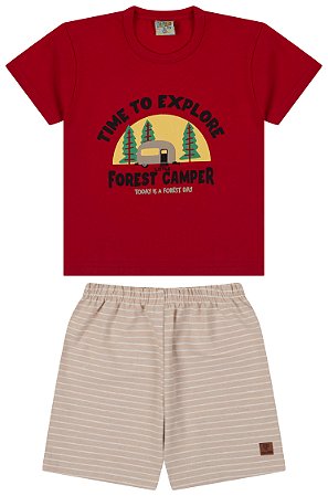 Conjunto camiseta meia malha e bermuda eco amarilis