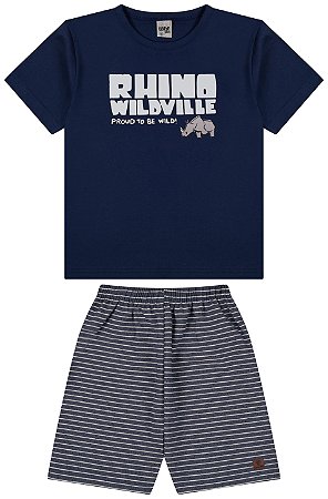 Conjunto camiseta meia malha e bermuda de tecido eco