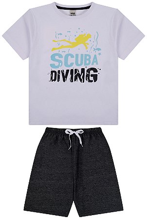 Conjunto camiseta meia malha e bermuda cravina trevo