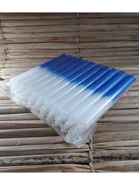 Vela palito bicolor branca/azul escuro