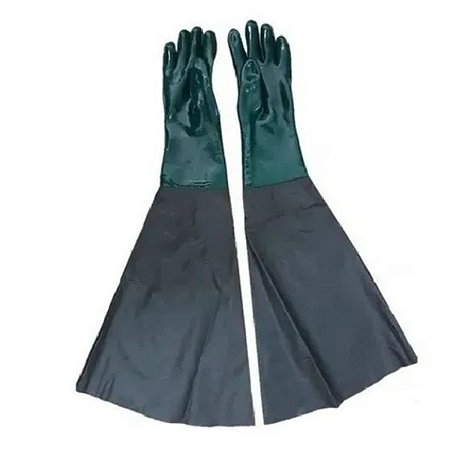 Luva de PVC Handschuhe Verde com Forro Palma Áspera Punho de Lona para Jatista CA1171