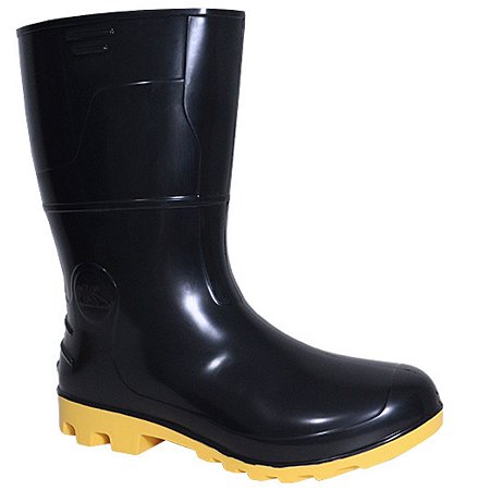 Bota de PVC Kadesh Safety Boots Cano Medio Preta Solado Amarelo CA42149