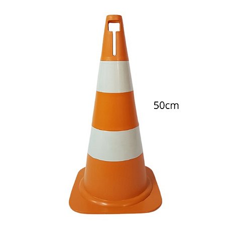 Cone de PVC PIC Laranja e Branco 50CM de Altura