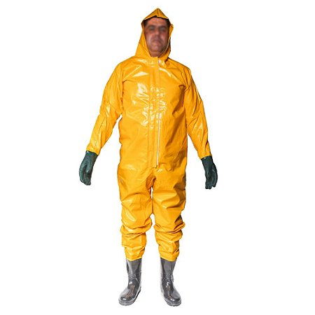 Macacão Plastseg de Saneamento KP-400 Amarelo com Bota e Luva CA34458
